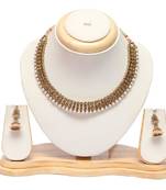 Golden choker necklace set with earrings