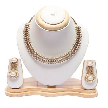 Beautiful intricately carved pearl earrings with choker necklace 1