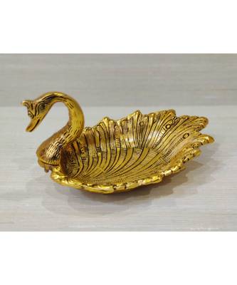 Handcrafted Golden Oxidized Antique Look Metallic Duck Style Dryfruit Serving Tray 1