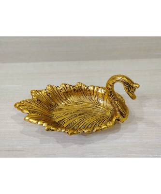 Handcrafted Golden Oxidized Antique Look Metallic Duck Style Dryfruit Serving Tray 2