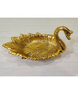 Handcrafted Golden Oxidized Antique Look Metallic Duck Style Dryfruit Serving Tray 3