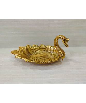 Handcrafted Golden Oxidized Antique Look Metallic Duck Style Dryfruit Serving Tray 4