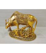 Handcrafted Golden Oxidized Antique Look Metallic Golden Cow With MaKhan Chor
