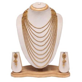Golden multilayered beaded necklace set 1