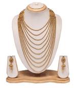Golden multilayered beaded necklace set