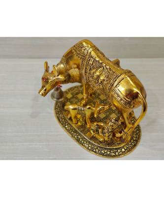 Handcrafted Golden Oxidized Antique Look Metallic Golden Cow With MaKhan Chor 4