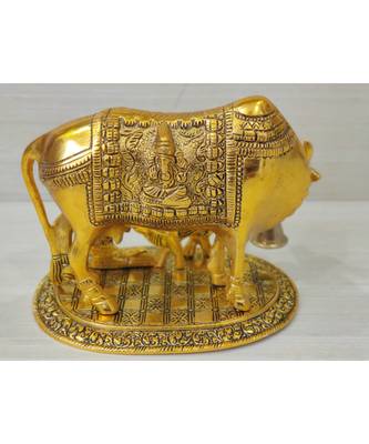 Handcrafted Golden Oxidized Antique Look Metallic Golden Cow With MaKhan Chor 5