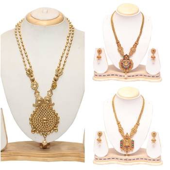 Golden long combo necklac set 1