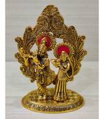 Handcrafted Golden Oxidized Antique Look Metallic Lord Krishna Darbar in Oval Style