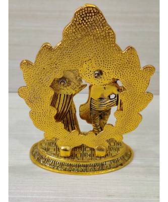 Handcrafted Golden Oxidized Antique Look Metallic Lord Krishna Darbar in Oval Style 4