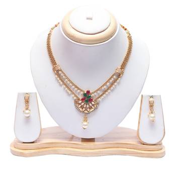 copper alloy multicolour necklace set with pearl work 1