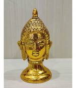 Handcrafted Golden Oxidized Antique Look Metallic Buddha Face Showpiece