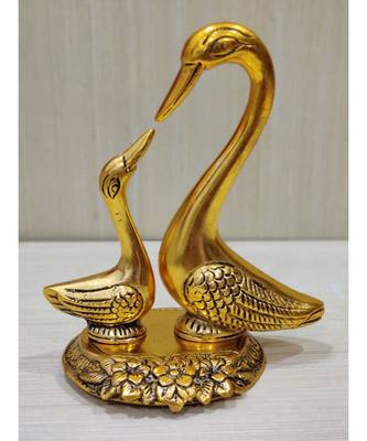 Handcrafted Golden Oxidized Antique Look Metallic Kissing Duck Pair 1