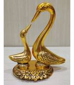 Handcrafted Golden Oxidized Antique Look Metallic Kissing Duck Pair