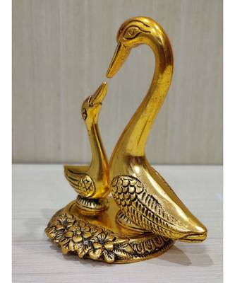 Handcrafted Golden Oxidized Antique Look Metallic Kissing Duck Pair 2