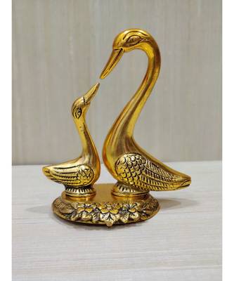 Handcrafted Golden Oxidized Antique Look Metallic Kissing Duck Pair 3