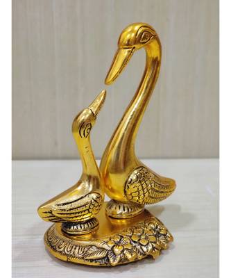 Handcrafted Golden Oxidized Antique Look Metallic Kissing Duck Pair 4
