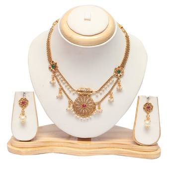 Beautiful south indian multicolour short necklace set 1