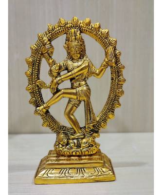 Handcrafted Golden Oxidized Antique Look Metallic Natraj Statue 1