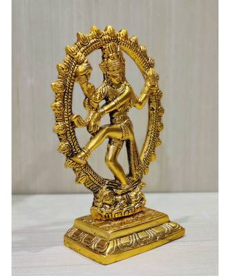 Handcrafted Golden Oxidized Antique Look Metallic Natraj Statue 2
