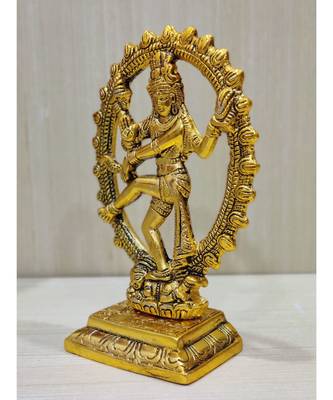Handcrafted Golden Oxidized Antique Look Metallic Natraj Statue 3