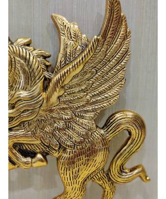 Handcrafted Golden Oxidized Antique Look Metallic Flying Horse Wall Hanging 2