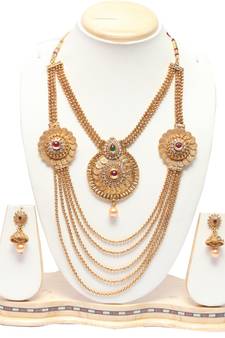 Multicolour multilayer jalebi design necklace set