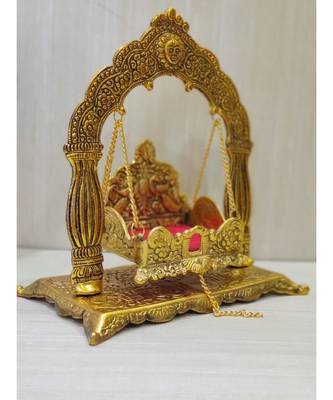 Handcrafted Golden Oxidized Antique Look Metallic Nand Gopal Palna Jhula 5