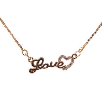 Rose gold love pendent with chain 2