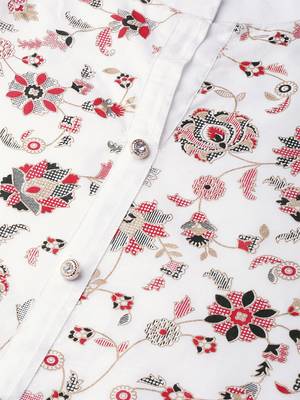 Women's white Khadi Print Straight Cotton Kurta With Palazzo 5