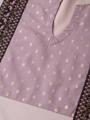 Women's beige foil Print Straight Crepe Kurta 5