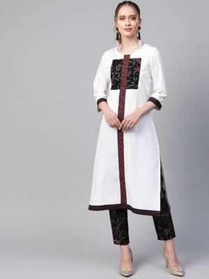 Women's white Solid Straight Crepe Kurta 1