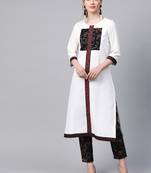 Women's white Solid Straight Crepe Kurta