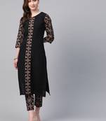 Women's black Solid Straight Crepe Kurta