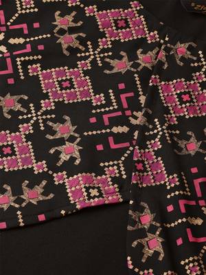 Women's black foil Print Straight Crepe Kurta 5