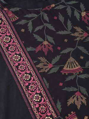 Women's black Foil Print Straight Crepe Kurta With Pant 5