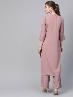 Women's wine foil Print Straight Crepe Kurta 2