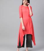 Women's red Solid Straight Crepe Kurta