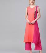 Women's orange Solid Straight Crepe Kurta
