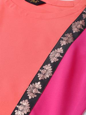 Women's orange Solid Straight Crepe Kurta With Palazzo 5