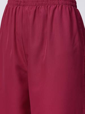 Women's pink Solid Straight Crepe Kurta With Palazzo 5