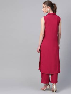 Women's pink Khadi Print Straight Crepe Kurta With Palazzo 2