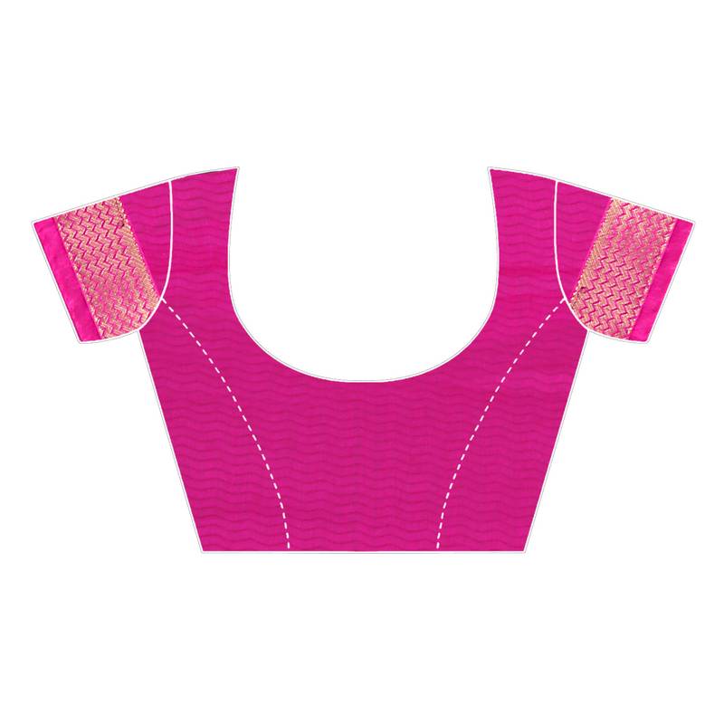 Pink printed chiffon saree with blouse