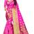 Dark pink woven cotton silk saree with blouse