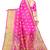 Dark pink woven cotton silk saree with blouse