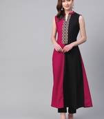 Women's pink Solid Straight Crepe Kurta