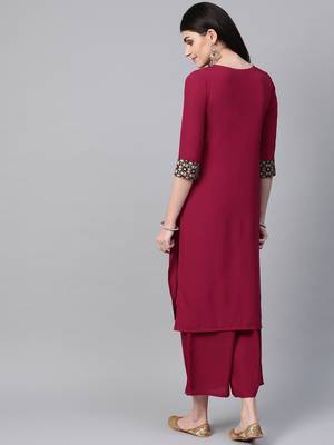 Women's pink Khadi Print Flared Crepe Kurta 2