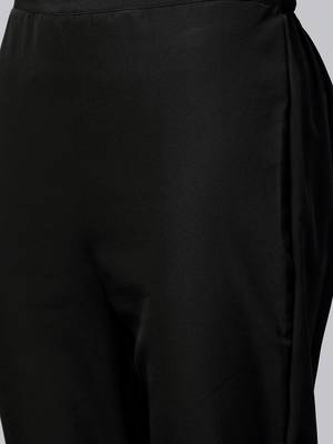 Women's black Khadi Print Straight Crepe Kurta With Palazzo 5
