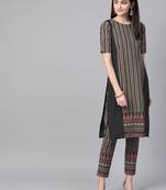 Women's black Khadi Print Straight Crepe Kurta