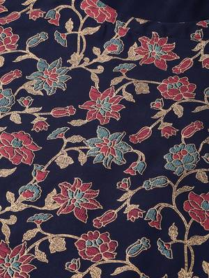 Women's blue foil Print Straight Crepe Kurta 5